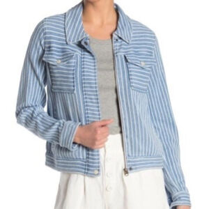 FAHERTY Rowan Indigo Striped Jacket Coat Nautical Preppy Blue White Women Medium